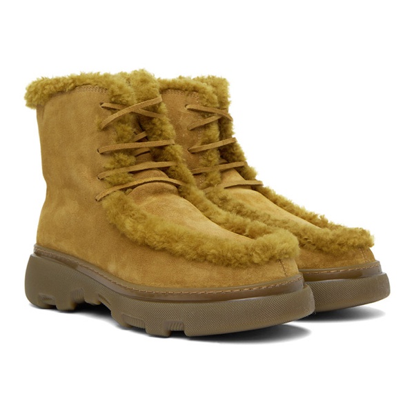 버버리 버버리 Burberry Yellow Shearling Creeper Boots 232376M255001