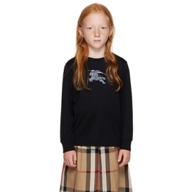 버버리 Burberry Kids Black EKD Long Sleeve T-Shirt 232376M703009