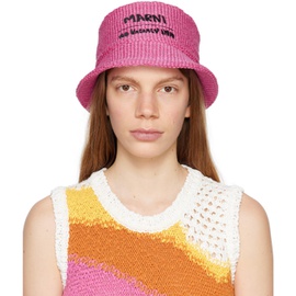 마르니 Marni Pink No Vacancy Inn 에디트 Edition Embroidered Bucket Hat 232379F015002