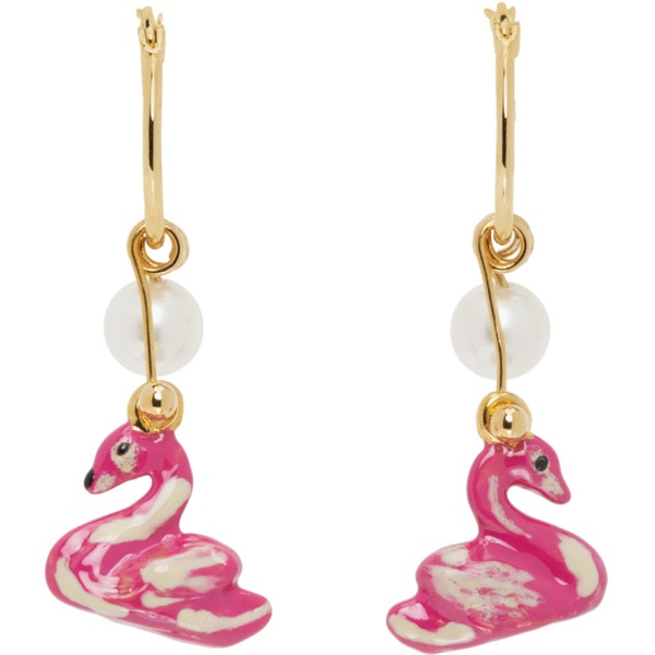마르니 마르니 Marni Gold Swan Earrings 232379F022012