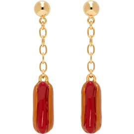 마르니 Marni Gold & Orange Enameled Hot Dog Earrings 232379F022016