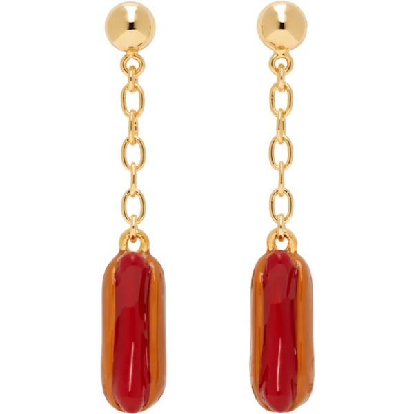 마르니 마르니 Marni Gold & Orange Enameled Hot Dog Earrings 232379F022016