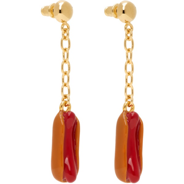 마르니 마르니 Marni Gold & Orange Enameled Hot Dog Earrings 232379F022016