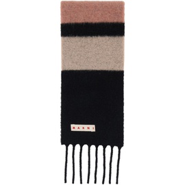 마르니 Marni Black & Pink Striped Alpaca Scarf 232379F028025