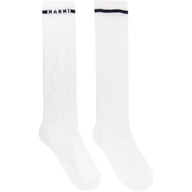 마르니 Marni White Logo Socks 232379F076009