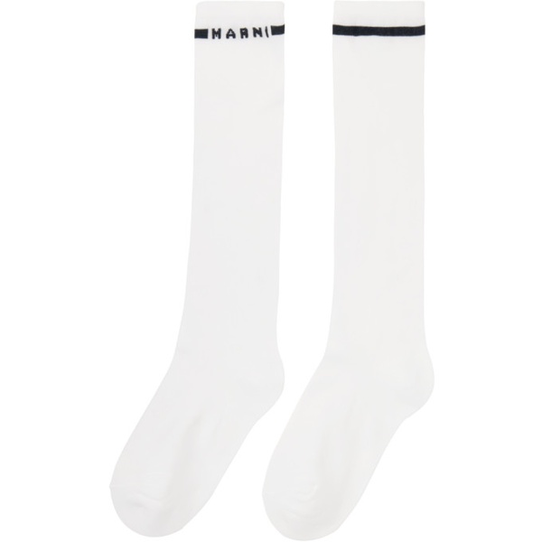 마르니 마르니 Marni White Logo Socks 232379F076009