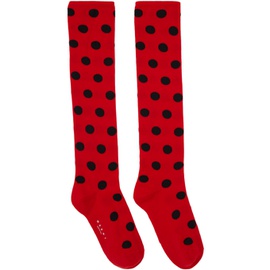 마르니 Marni Red & Black Polka Dots Socks 232379F076011