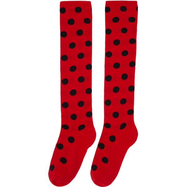 마르니 마르니 Marni Red & Black Polka Dots Socks 232379F076011