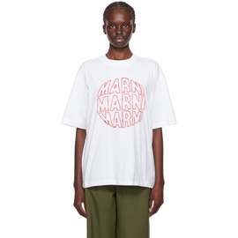 마르니 Marni White Printed T-Shirt 232379F110015