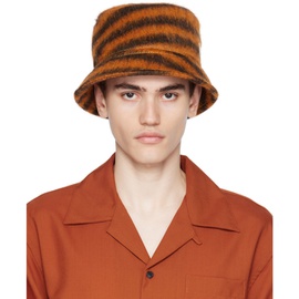 마르니 Marni Black & Orange Striped Bucket Hat 232379M140008