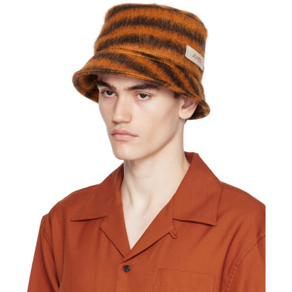마르니 마르니 Marni Black & Orange Striped Bucket Hat 232379M140008