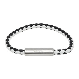 마르니 Marni Black & White Braided Leather Bracelet 232379M142007