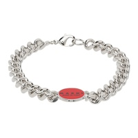 마르니 Marni Silver & Red Logo Chain Bracelet 232379M142009
