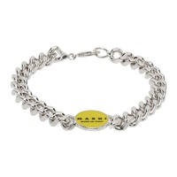 마르니 Marni Silver & Yellow Logo Chain Bracelet 232379M142011