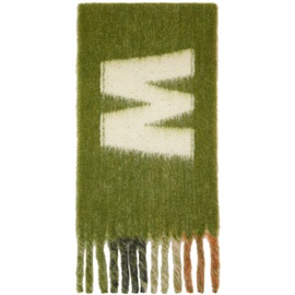마르니 Marni Green Striped Logo Scarf 232379M150001