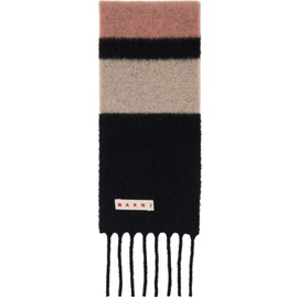 마르니 Marni Black & Pink Striped Alpaca Scarf 232379M150022