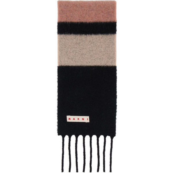 마르니 마르니 Marni Black & Pink Striped Alpaca Scarf 232379M150022