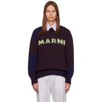 마르니 Marni Brown & Blue Striped Sweater 232379M201000