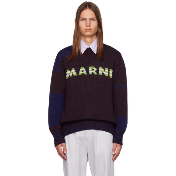 마르니 마르니 Marni Brown & Blue Striped Sweater 232379M201000