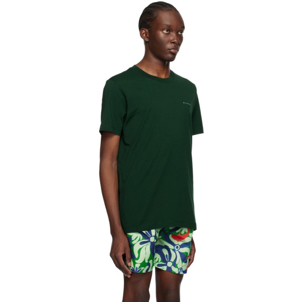 마르니 마르니 Marni Green Embroidered T-Shirt 232379M213013