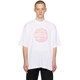 마르니 Marni White Circular T-Shirt 232379M213025