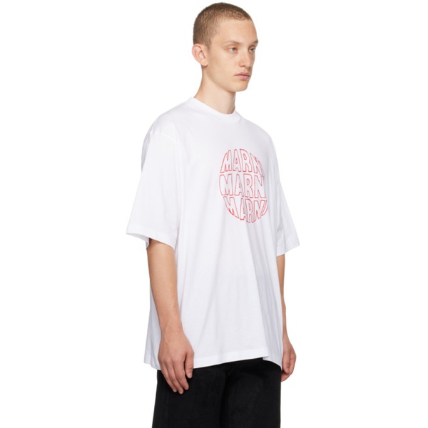 마르니 마르니 Marni White Circular T-Shirt 232379M213025