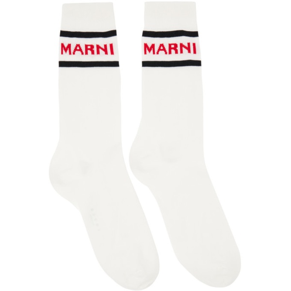 마르니 마르니 Marni White Logo Socks 232379M220011