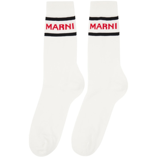 마르니 마르니 Marni White Logo Socks 232379M220011