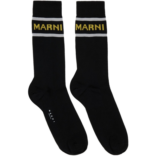 마르니 마르니 Marni Black Logo Socks 232379M220012