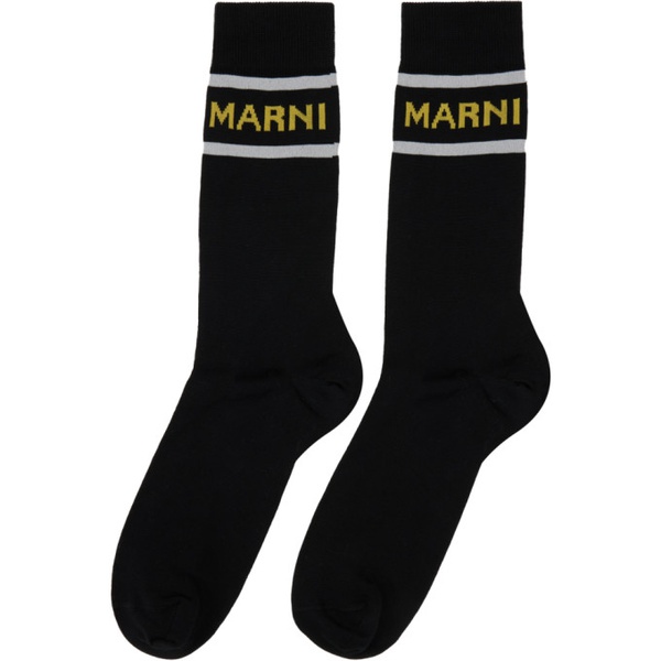 마르니 마르니 Marni Black Logo Socks 232379M220012