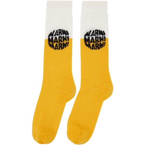 마르니 마르니 Marni Yellow & White Logo Socks 232379M220023