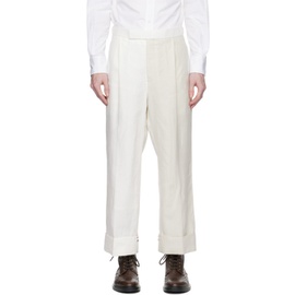 톰브라운 Thom Browne White & Beige Side Tab Trousers 232381M191016