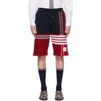 톰브라운 Thom Browne Navy & Red 4-Bar Shorts 232381M193011