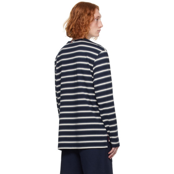 톰브라운 톰브라운 Thom Browne Navy Striped Long Sleeve T-Shirt 232381M213010