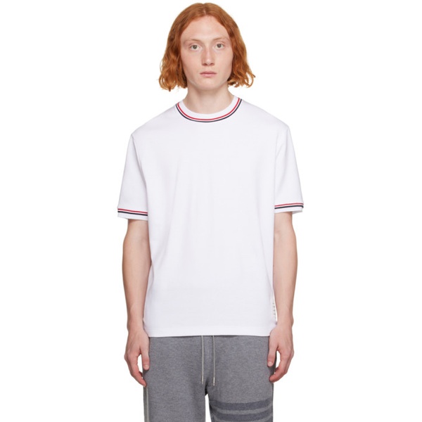 톰브라운 톰브라운 Thom Browne White Striped T-Shirt 232381M213022