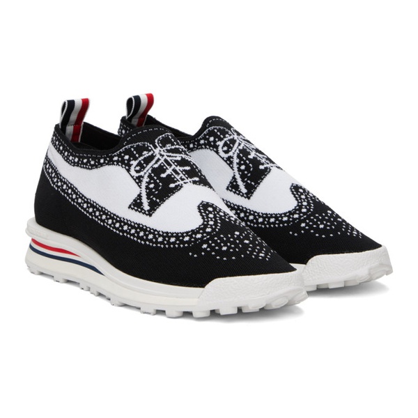 톰브라운 톰브라운 Thom Browne Black & White Trompe Loeil Longwing Sneakers 232381M225000