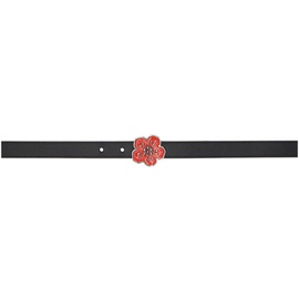Black Kenzo Paris Thin Boke Flower Reversible Belt 232387M131003