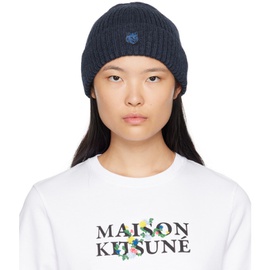 Maison Kitsune Blue Fox Head Patch Beanie 232389F014002