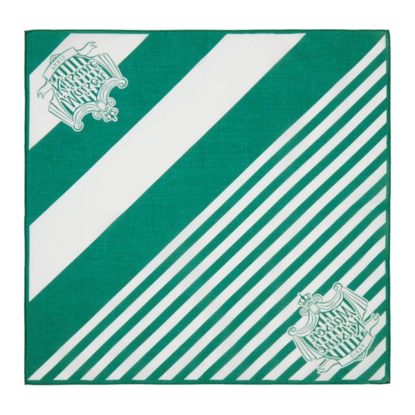 메종키츠네 Maison Kitsune White & Green Hotel Olympia 에디트 Edition Poolside Stripes Scarf 232389F029000