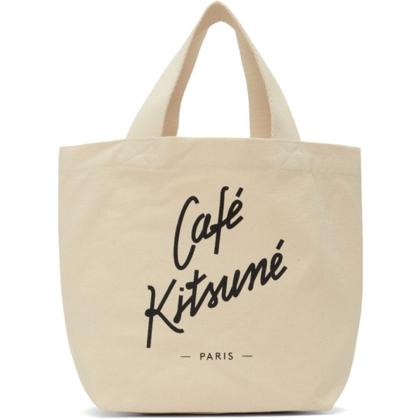 메종키츠네 Maison Kitsune Beige Mini Cafe Kitsune Tote 232389F049003