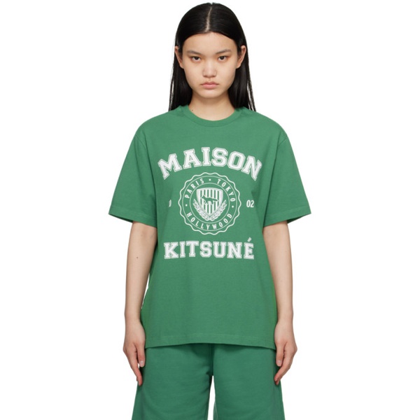 메종키츠네 Maison Kitsune Green Hotel Olympia 에디트 Edition Varsity T-Shirt 232389F110014