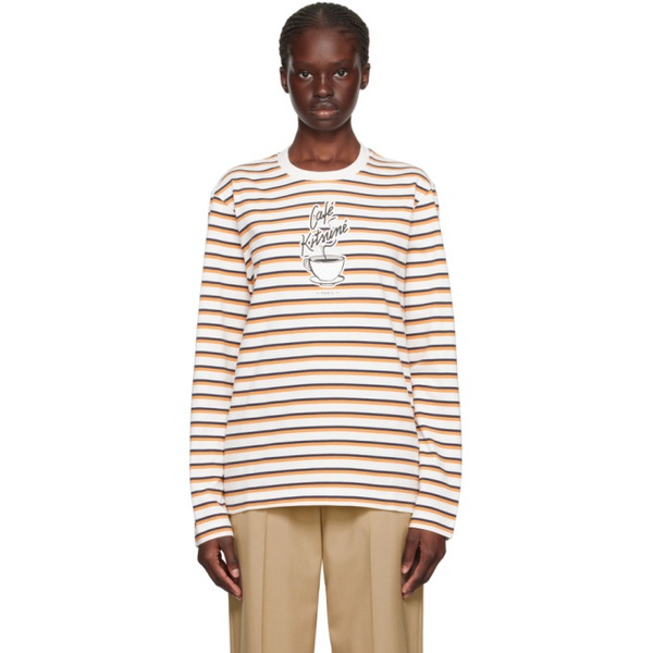 메종키츠네 Maison Kitsune Multicolor Striped Long Sleeve T-Shirt 232389F110039