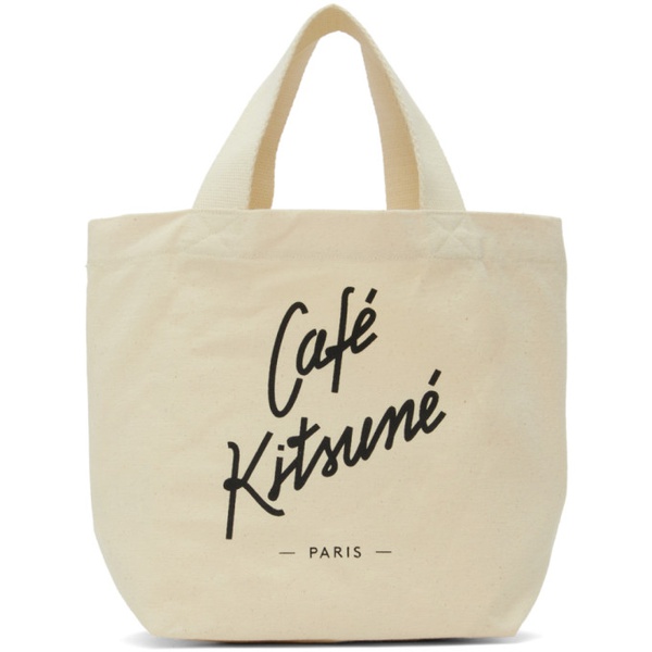 메종키츠네 Maison Kitsune Beige Mini Cafe Kitsune Tote 232389M172013