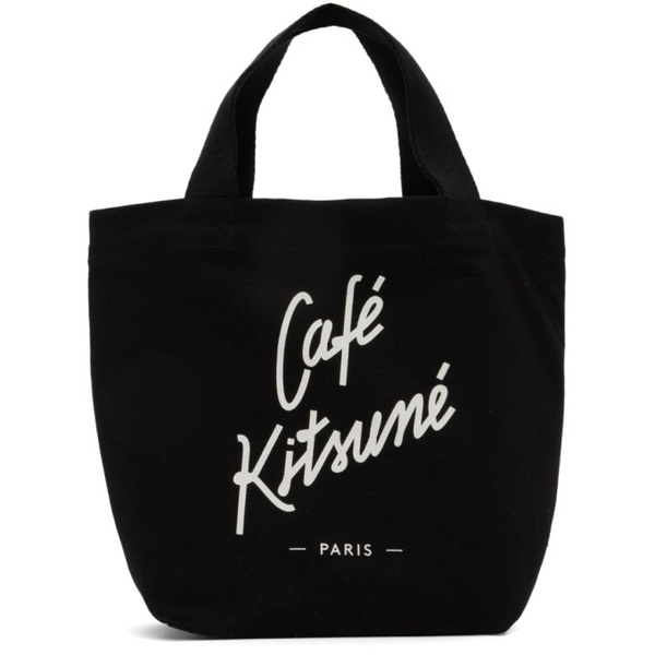 메종키츠네 Maison Kitsune Black Mini Cafe Kitsune Tote 232389M172015