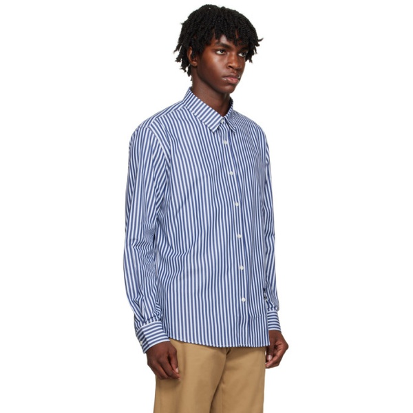 메종키츠네 Maison Kitsune Blue Striped Shirt 232389M192016