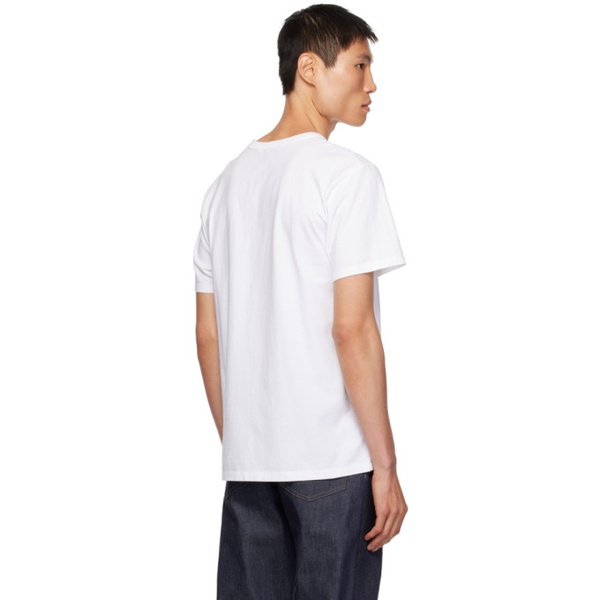 메종키츠네 Maison Kitsune White Chillax Fox Patch Classic T-Shirt 232389M213018