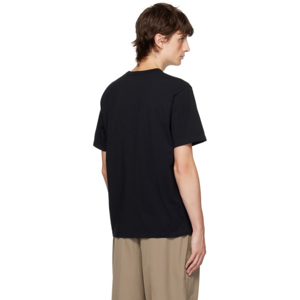 메종키츠네 Maison Kitsune Black Tricolor Fox T-Shirt 232389M213026