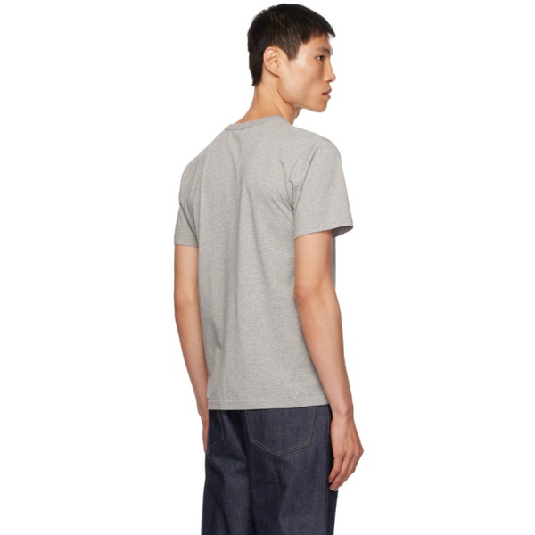 메종키츠네 Maison Kitsune Gray Fox Head Patch Classic T-Shirt 232389M213033