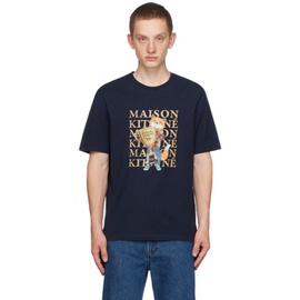 Maison Kitsune Navy Champion Fox T-Shirt 232389M213043
