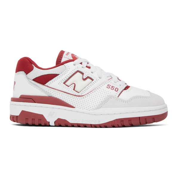 뉴발란스 뉴발란스 New Balance White & Red 550 Sneakers 232402F128103